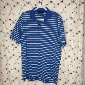 Classic Blue and White Striped Polo Shirt